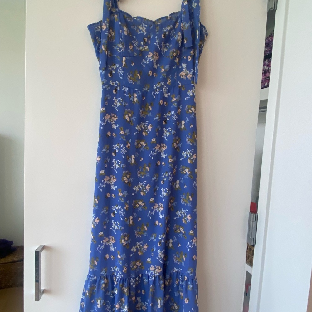 Commense Floral Blue Midi Dress